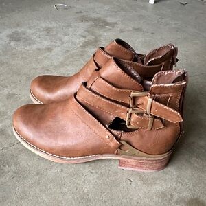 Forever 21 Brown Ankle Boots with Buckle Detail
